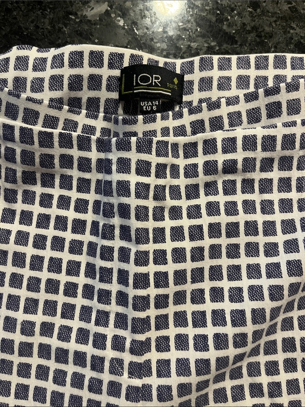 LIOR Paris Navy & White Grid Cropped Wide-Leg Pants